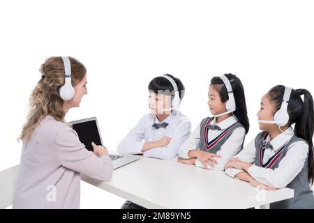 Female teachers guide students learning Stock Photo