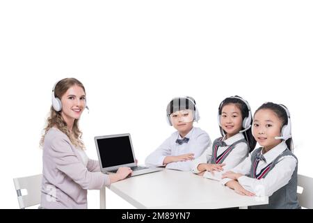 Female teachers guide students learning Stock Photo