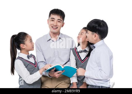 The teacher guiding students learning Stock Photo