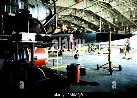 Members of Royal Australian Air Force Squadron 77 work on the cockpit of one of their Mirage III-D aircraft during PITCH BLACK '88, a joint Australia-US, exercise emphasizing night flying. Base: Raaf Darwin State: Northern Territory Country: Australia (AUS) Stock Photo