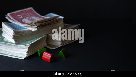 Stack of fake banknotes. Stock Photo