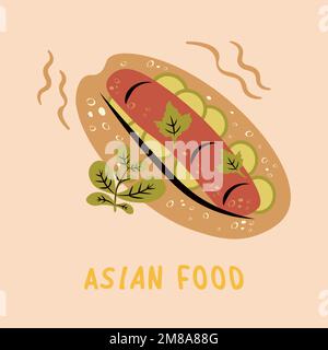 street food asia hot dog vector illustration Stock Vector