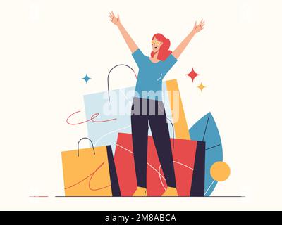 Vector illustration on the subject of e-commerce, sale, promotions, online shopping Stock Vector