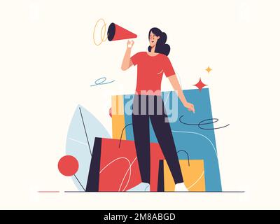 Vector illustration on the subject of e-commerce, sale, promotions, online shopping Stock Vector