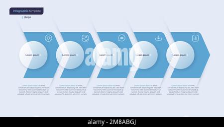 Vector infographic template composed of 5 circles and arrows Stock Vector