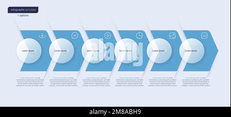 Vector infographic template composed of 6 circles and arrows Stock Vector