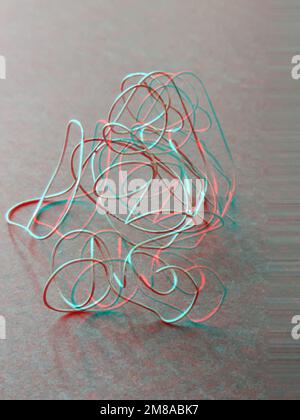 Confusion concept, wire with glitch effect. Stock Photo