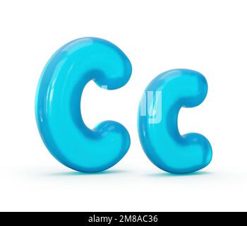 A 3d rendering of a letter c made of blue jelly isolated on a white background Stock Photo