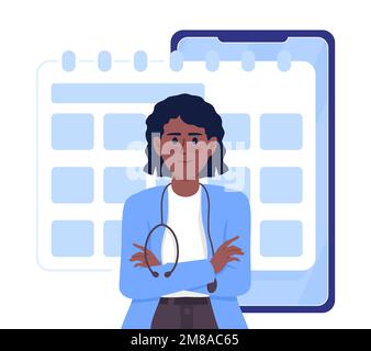 Scheduling visit to therapist flat concept vector illustration Stock Vector