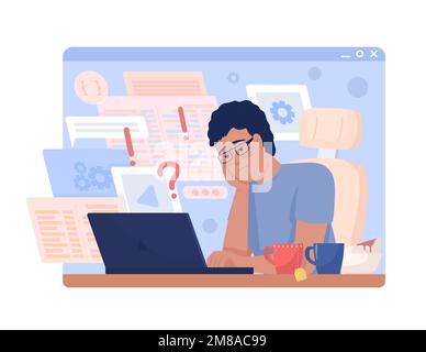 Hectic software engineer job 2D vector isolated illustration Stock Vector