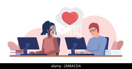 Office romance 2D vector isolated illustration Stock Vector