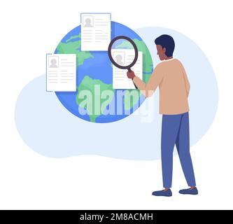 Global HR manager flat concept vector illustration Stock Vector