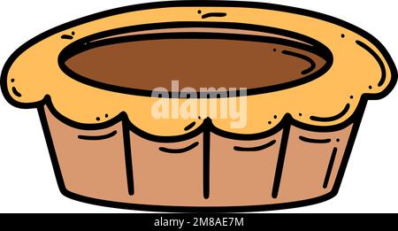 Egg tart vector illustration. Chinese New year dessert in doodle style. Stock Vector