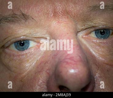 Old man with blue eyes from Sweden in closeup pic Stock Photo