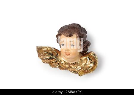 Ceramic angel figurine on a white background. Ideal for Christmas and Easter Stock Photo