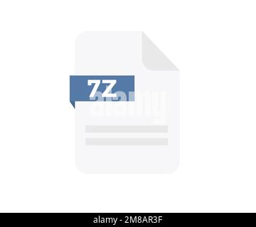 File format 7Z logo design. Document file icon, internet, extension, sign, type, presentation, graphic, application. Element for applications. Stock Vector