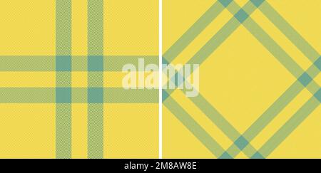 Fabric check seamless. Textile vector tartan. Pattern texture background plaid in set. Stock Vector