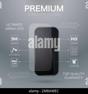 Top mobile phone screen glass Stock Vector