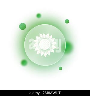 Glass morphism green flower icon Stock Vector