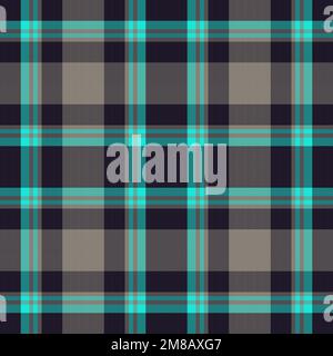 Pattern plaid seamless. Vector fabric check. Tartan textile texture background in turquoise and dark colors. Stock Vector