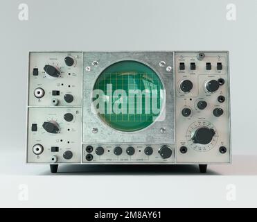 A vintage classic oscilloscope machine on an isolated background - 3D render Stock Photo