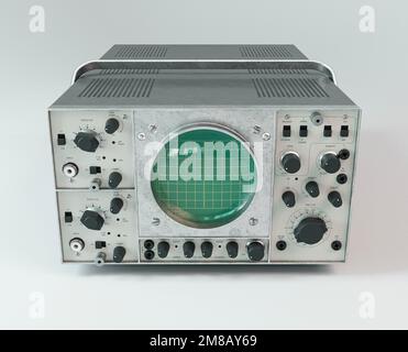 A vintage classic oscilloscope machine on an isolated background - 3D render Stock Photo