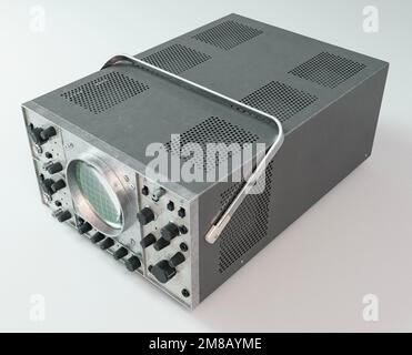 A vintage classic oscilloscope machine on an isolated background - 3D render Stock Photo