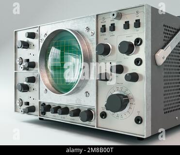 A vintage classic oscilloscope machine on an isolated background - 3D render Stock Photo