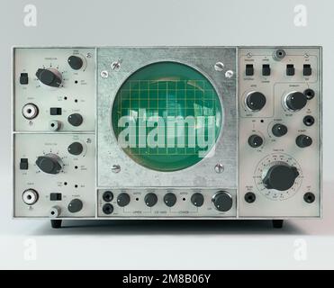 A vintage classic oscilloscope machine on an isolated background - 3D render Stock Photo