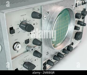 A vintage classic oscilloscope machine on an isolated background - 3D render Stock Photo