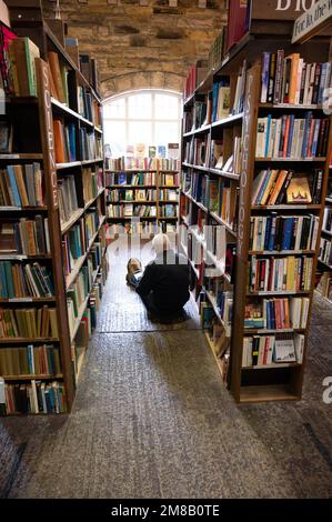 Borders bookshop, in Alnwick, Northumberland occupies the site of a former station Stock Photo