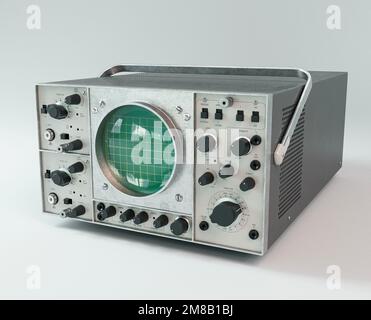 A vintage classic oscilloscope machine on an isolated background - 3D render Stock Photo