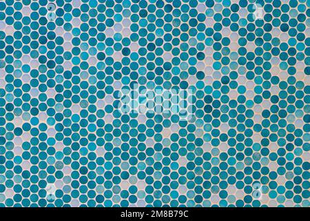 A Blue ceramic tile mosaic in swimming pool - seamless texture Stock Photo