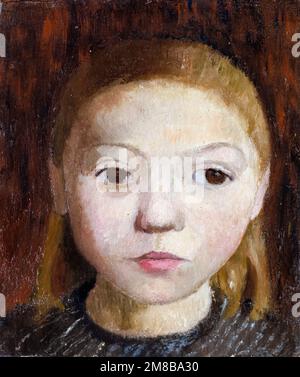 Paula Modersohn Becker, Head of a Girl, portrait painting in oil on canvas, circa 1905 Stock Photo