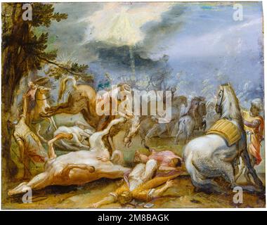 Adam Elsheimer, The Conversion of Saint Paul, painting in oil on copper, 1600-1603 Stock Photo