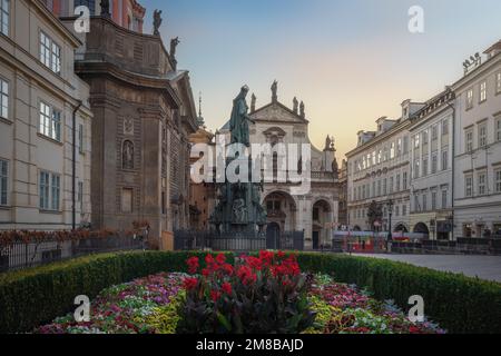 Krizovnicke Square with Charles IV Statue and St. Salvator Church - Prague, Czech Republic Stock Photo