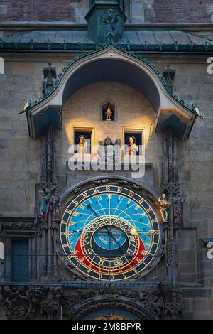 St Andrew and St Matthias Animated apostles figurines of Astronomical Clock at Old Town Hall - Prague, Czech Republic Stock Photo