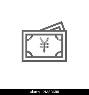 RMB note line icon. Graphic resource template, vector illustration. Stock Vector