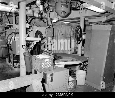 A view of Aegis radar room No. 4 aboard the guided missile cruiser Cowpens (CG-63). The ship is 70 percent complete. Base: Bath State: Maine (ME) Country: United States Of America (USA) Stock Photo