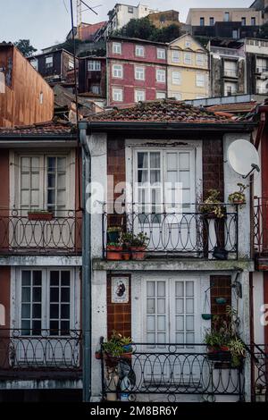 Traditional historic facades in Porto buildings, Portugal Stock Photo