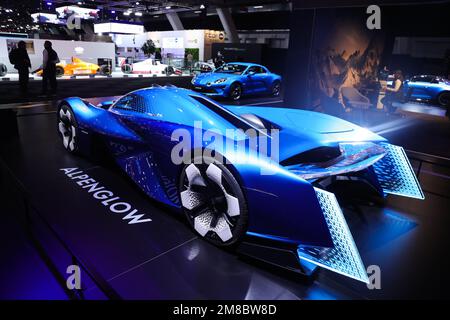 Brussels, Belgium. 13th Jan, 2023. An Alpine Alpenglow concept car is seen during the press day of the 100th Brussels Motor Show in Brussels, Belgium, Jan. 13, 2023. The 100th Brussels Motor Show will be held here from Jan. 14 to 22. Credit: Zheng Huansong/Xinhua/Alamy Live News Stock Photo