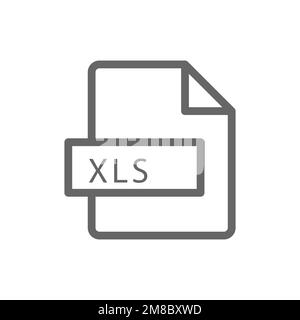 XLS file line icon, graphic resource template, vector illustration. Stock Vector