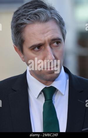 Templemore, Tipperary, Ireland, 13th January 2023. Minister Simon Harris attends the passing out ceremony of 24 Gardaí who were attested as sworn members of An Garda Síochána at Templemore Garda College. Credit: Athlone Photography/Alamy Live News Stock Photo