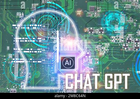 Conceptually, ChatGPT is an AI chatbot or artificial intelligence that can communicate through messages with humans naturally. Stock Photo