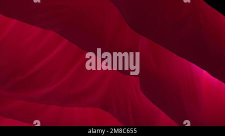 Light flowing red fabric imitating waves. The concept of lightness, female beauty, tenderness. Air show. Association with women's critical days Stock Photo