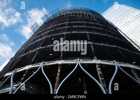 London - 01 26 2022: Building under construction in Jubilee Plaza in Canary Wharf Stock Photo