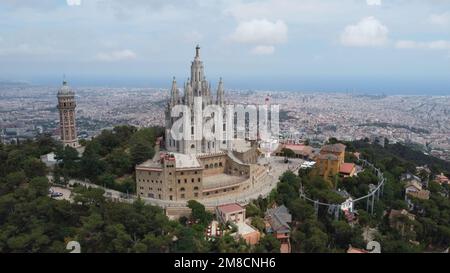 An aerial view of Temple of the Sacred Heart of Jesus in Barcelona, Spain Stock Photo