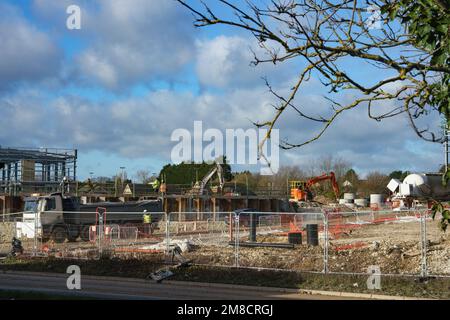 Construction work to build warehouses and other units as well as a Homebase Store, in progress in High Wycombe. Stock Photo