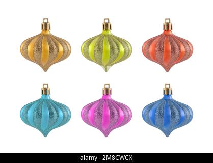 Set of colorful christmas balls isolated on white background Stock Photo