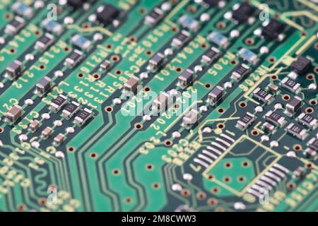 Computer green circuit board macro shot Stock Photo